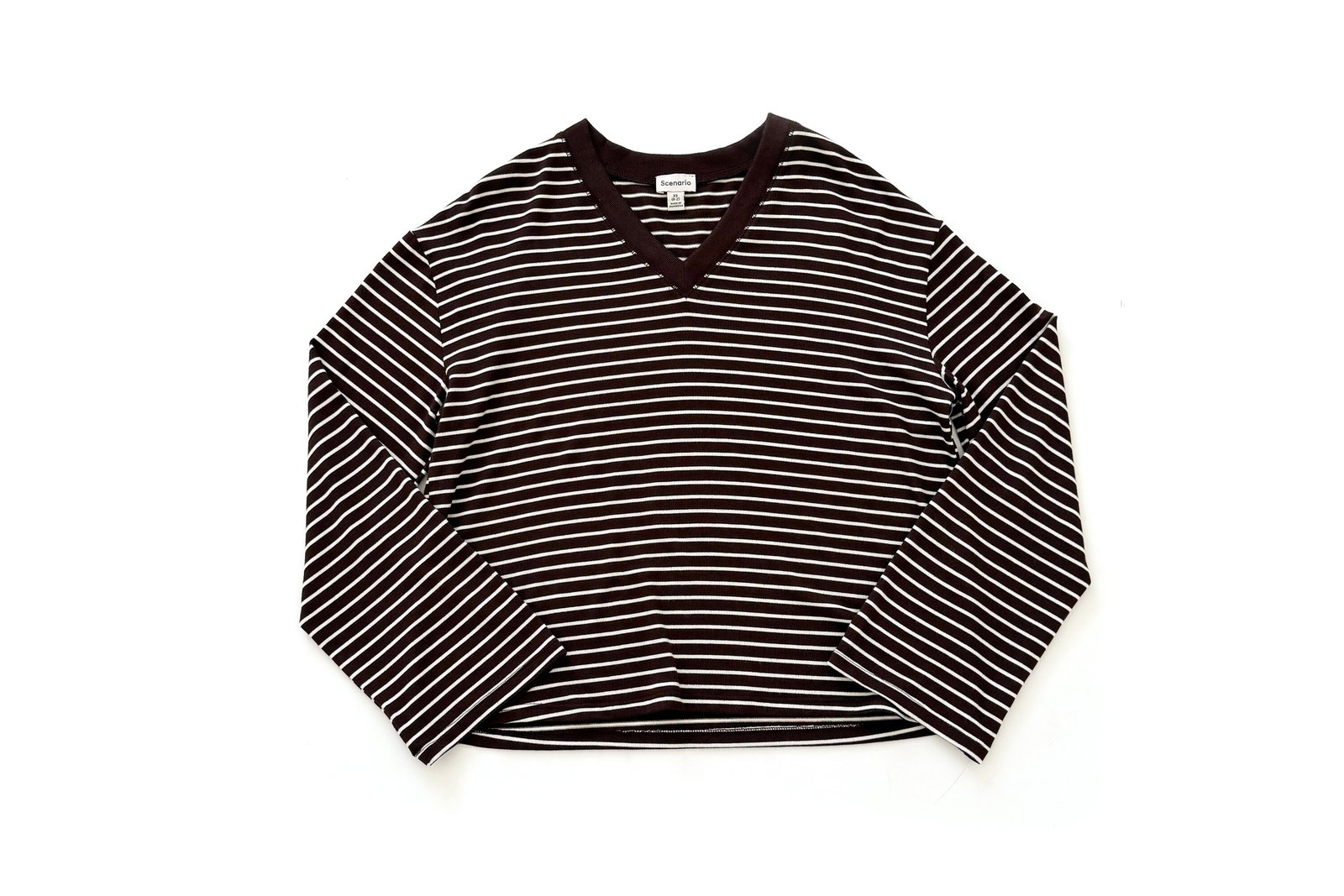 Scenario Striped Relaxed Tee with Long Sleeves