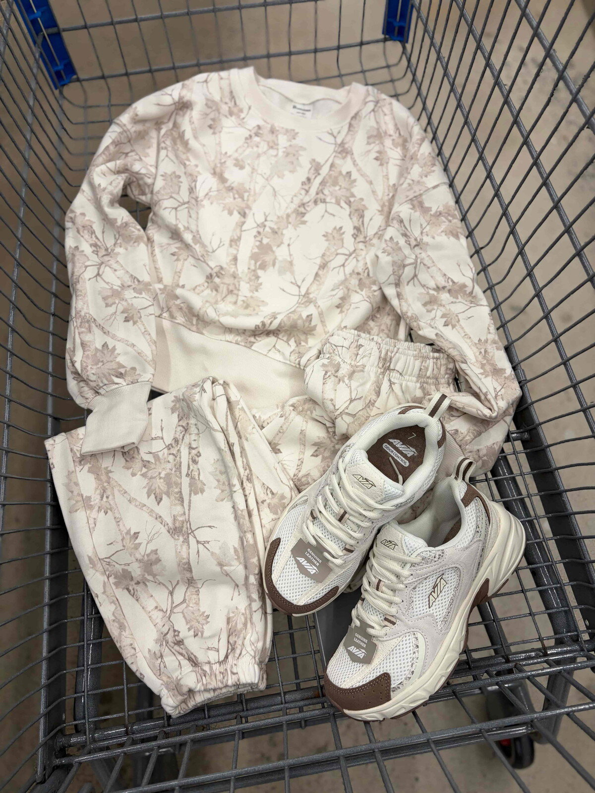 No Boundaries camo fleece sweatshirt and joggers matching set in winter white camo at Walmart