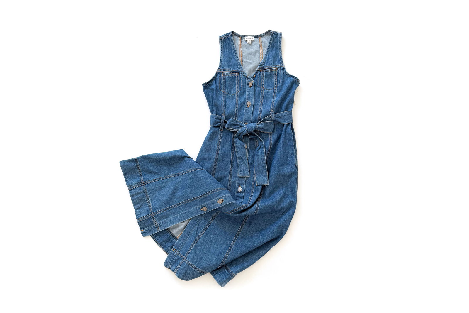 Scenario Sleeveless Denim Midi Dress