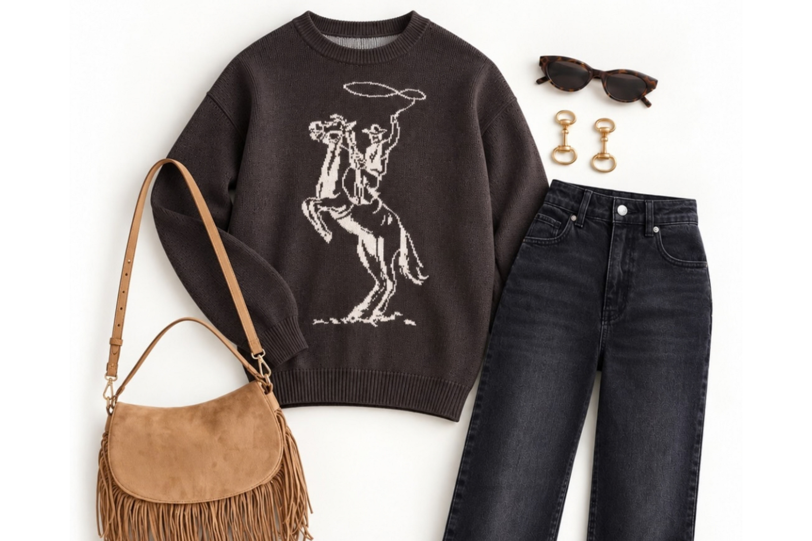 No Boundaries Western Sweater Outfit Idea
